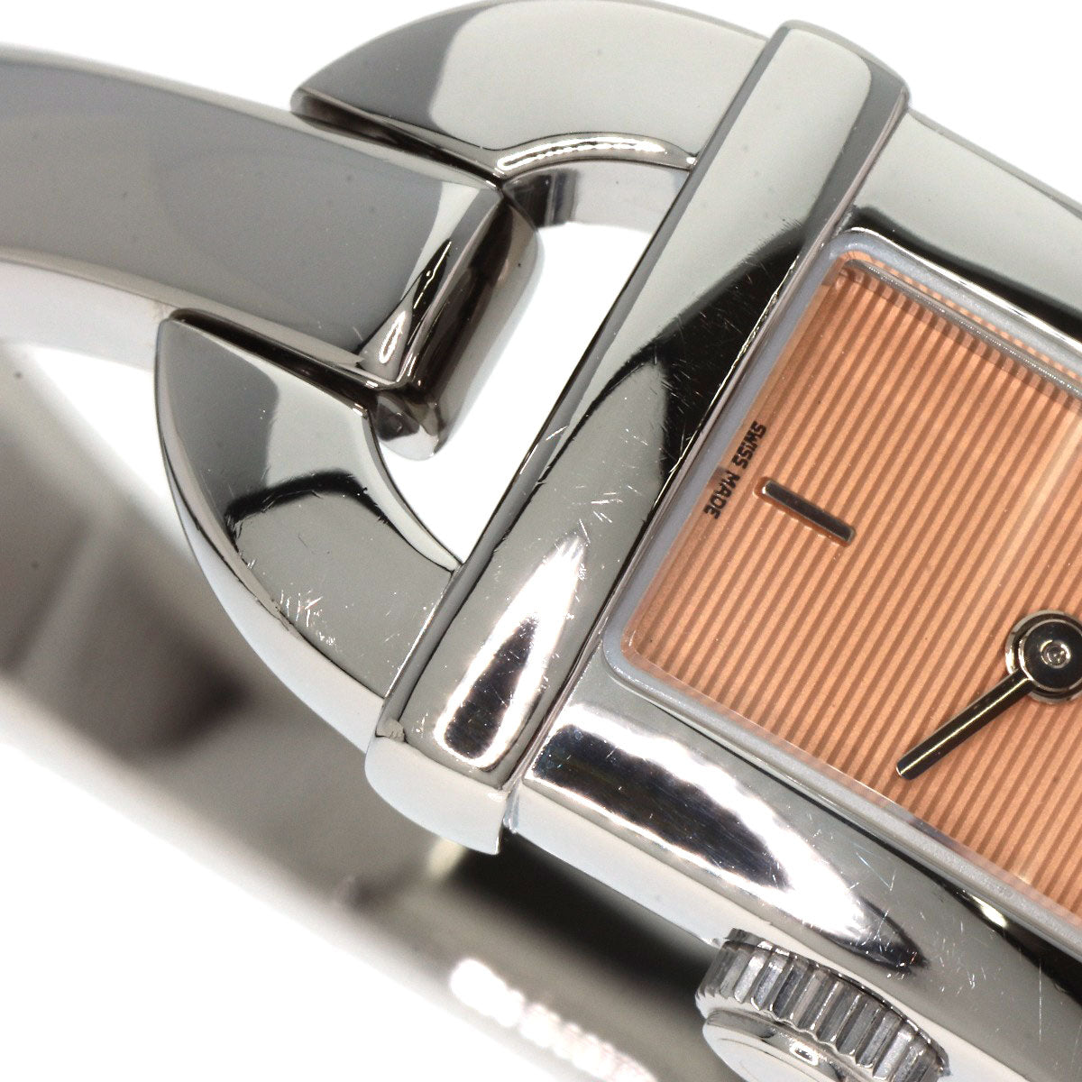 GUCCI Watches Quartz 6800L Stainless Steel , Stainless Steel Silver Square face Orange dial Women Used
