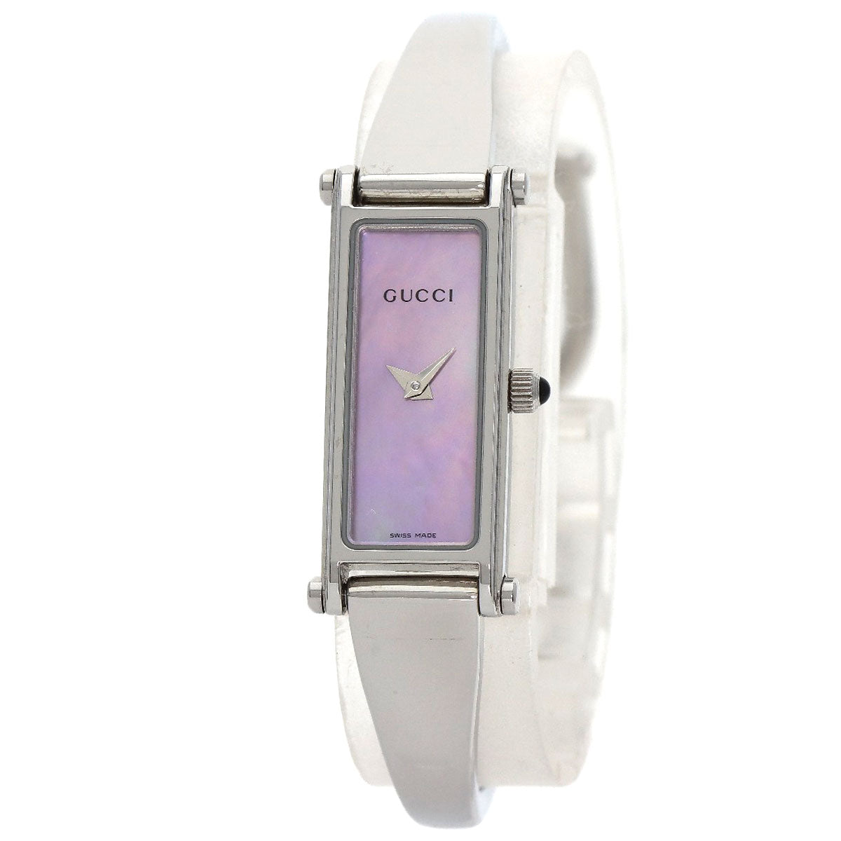 GUCCI Watches Quartz 1500L Stainless Steel , Stainless Steel Silver Square face bangle Pink shell dial Women Used