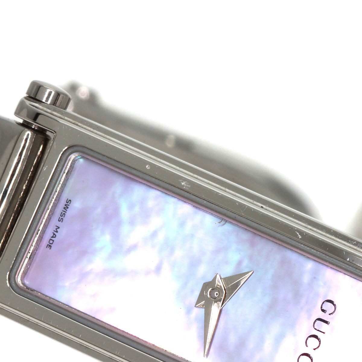 GUCCI Watches Quartz 1500L Stainless Steel , Stainless Steel Silver Square face bangle Pink shell dial Women Used
