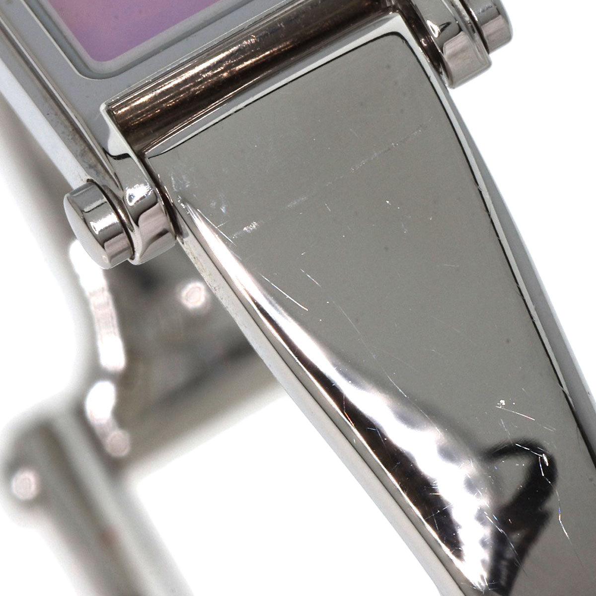 GUCCI Watches Quartz 1500L Stainless Steel , Stainless Steel Silver Square face bangle Pink shell dial Women Used
