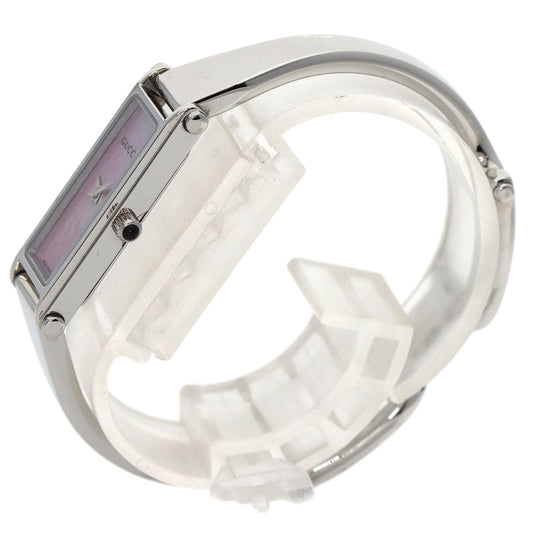 GUCCI Watches Quartz 1500L Stainless Steel , Stainless Steel Silver Square face bangle Pink shell dial Women Used