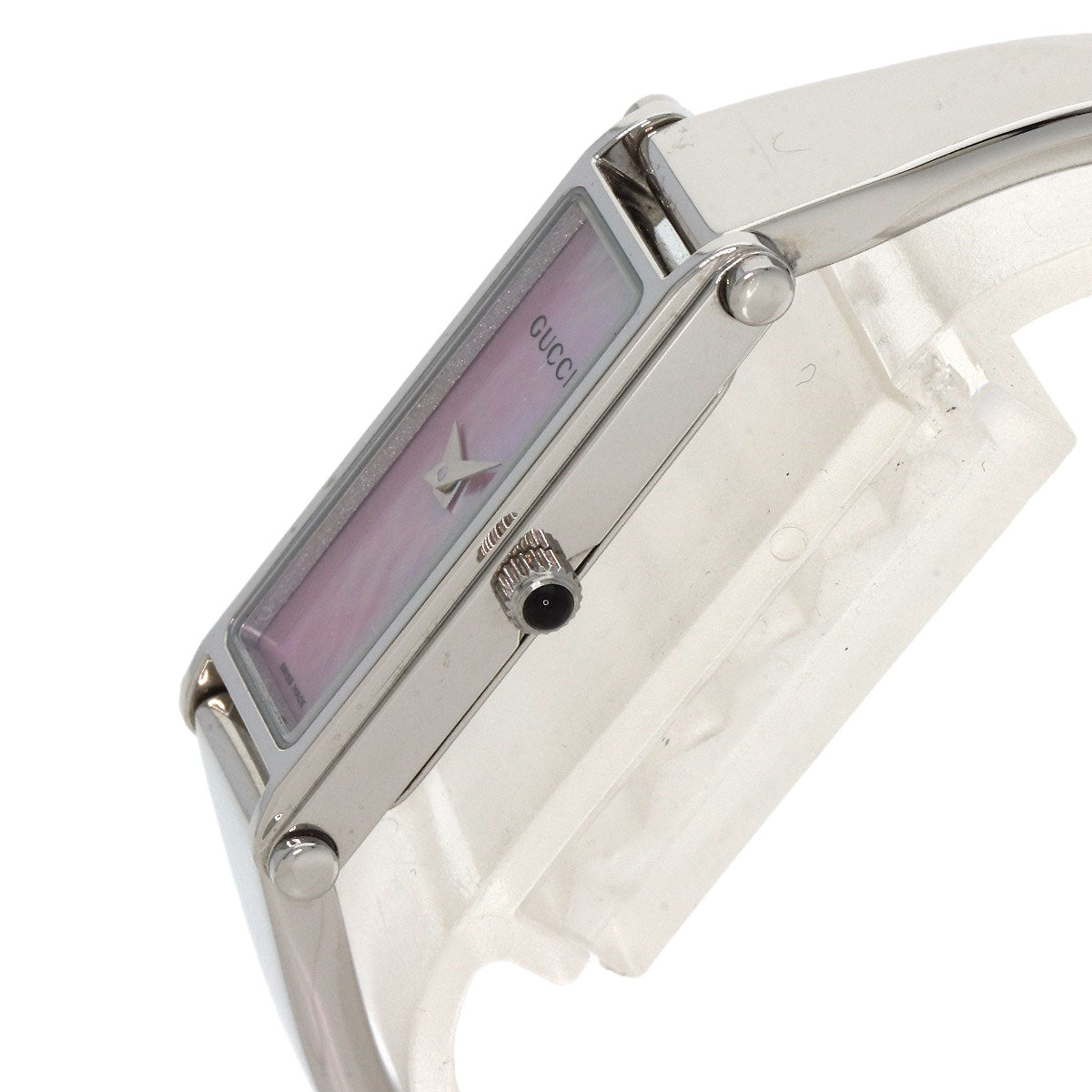 GUCCI Watches Quartz 1500L Stainless Steel , Stainless Steel Silver Square face bangle Pink shell dial Women Used