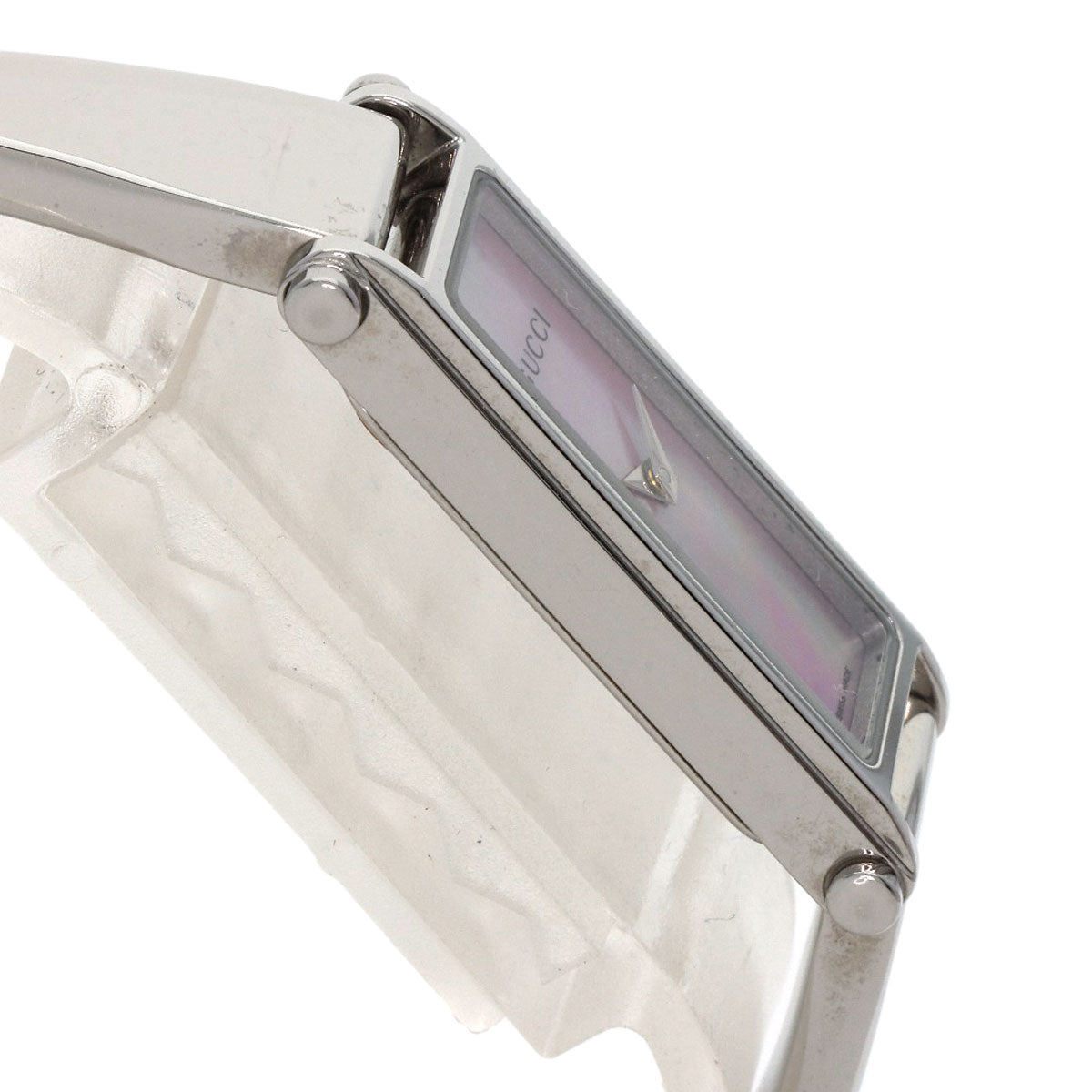 GUCCI Watches Quartz 1500L Stainless Steel , Stainless Steel Silver Square face bangle Pink shell dial Women Used
