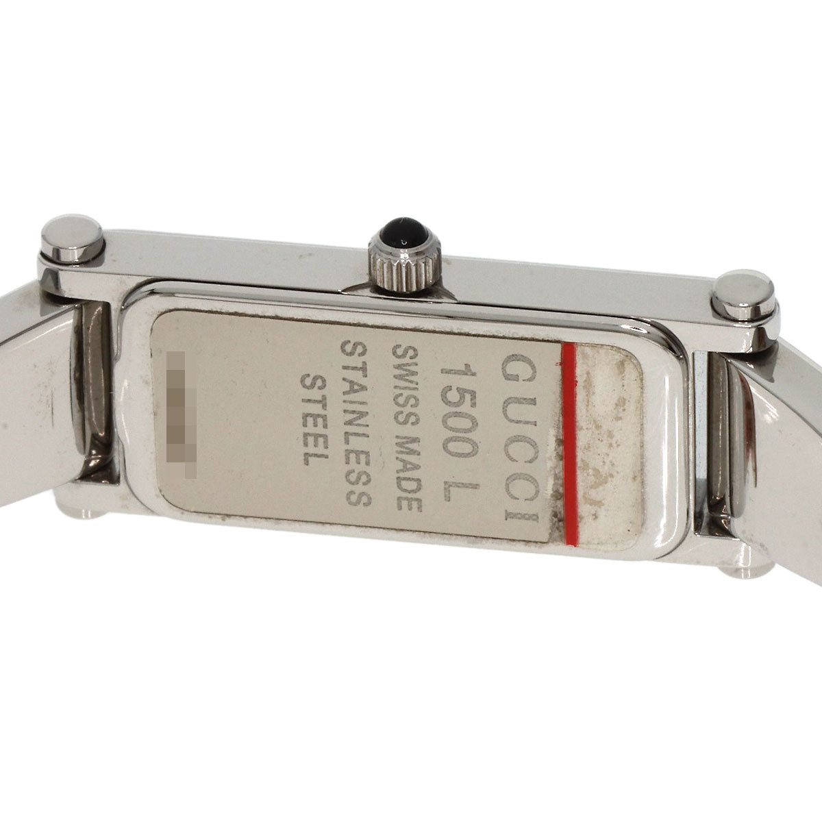 GUCCI Watches Quartz 1500L Stainless Steel , Stainless Steel Silver Square face bangle Pink shell dial Women Used