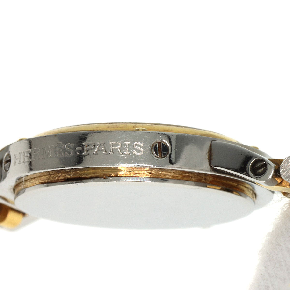 HERMES Watches Quartz Stainless Steel , SSxGP gold Clipper Old Belt Ivory dial Women Used