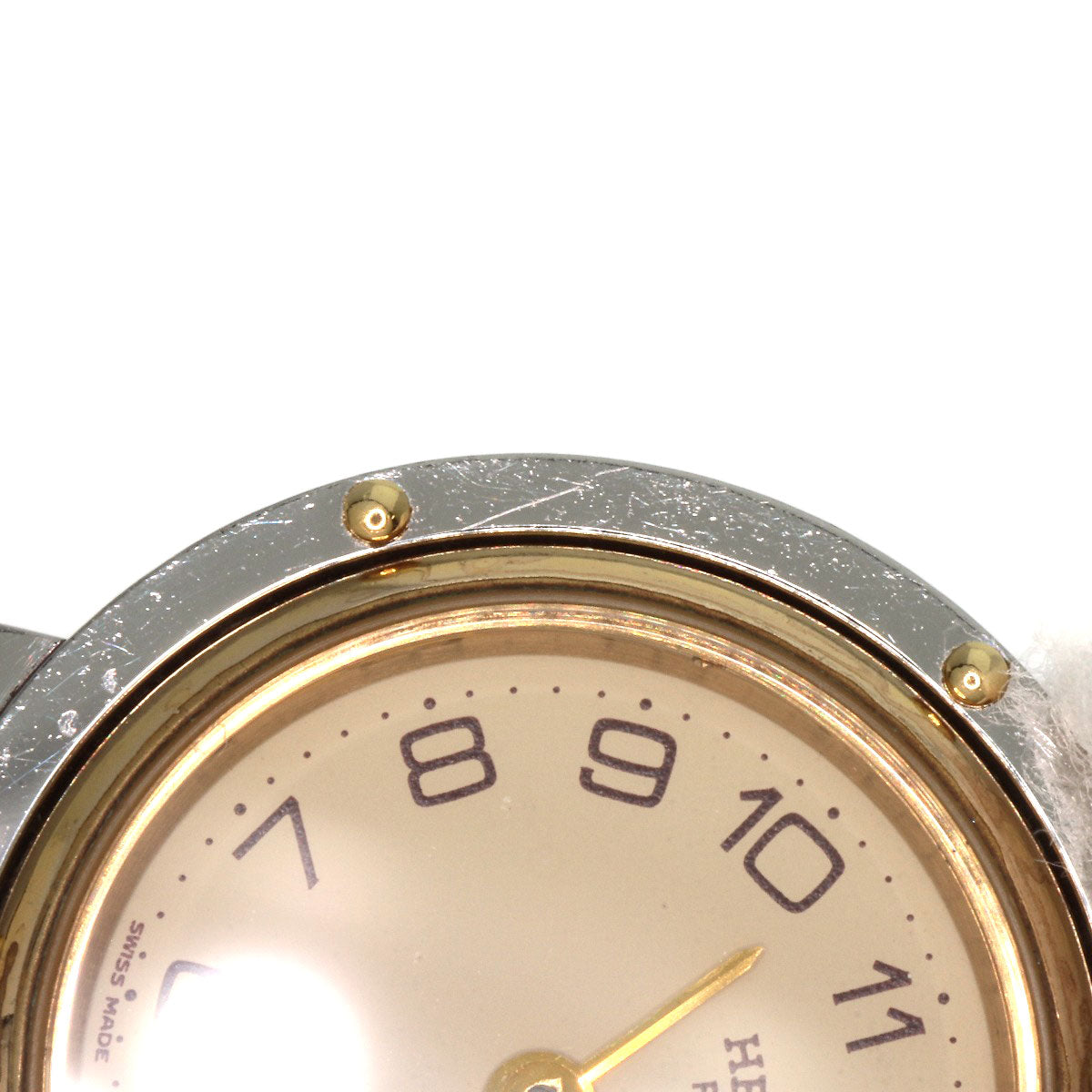 HERMES Watches Quartz Stainless Steel , SSxGP gold Clipper Old Belt Ivory dial Women Used