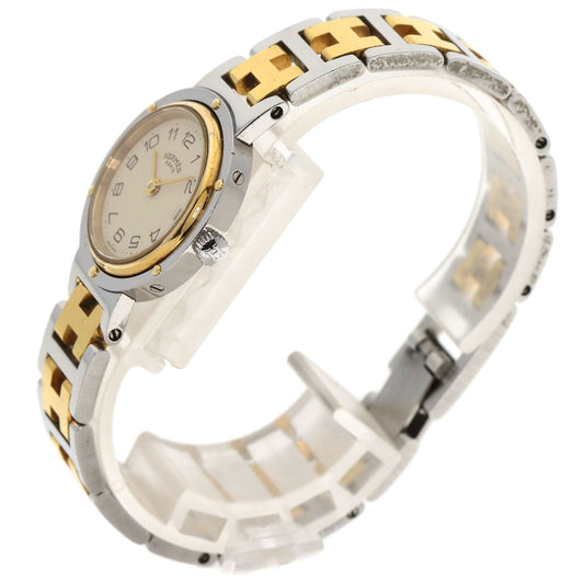 HERMES Watches Quartz Stainless Steel , SSxGP gold Clipper Old Belt Ivory dial Women Used