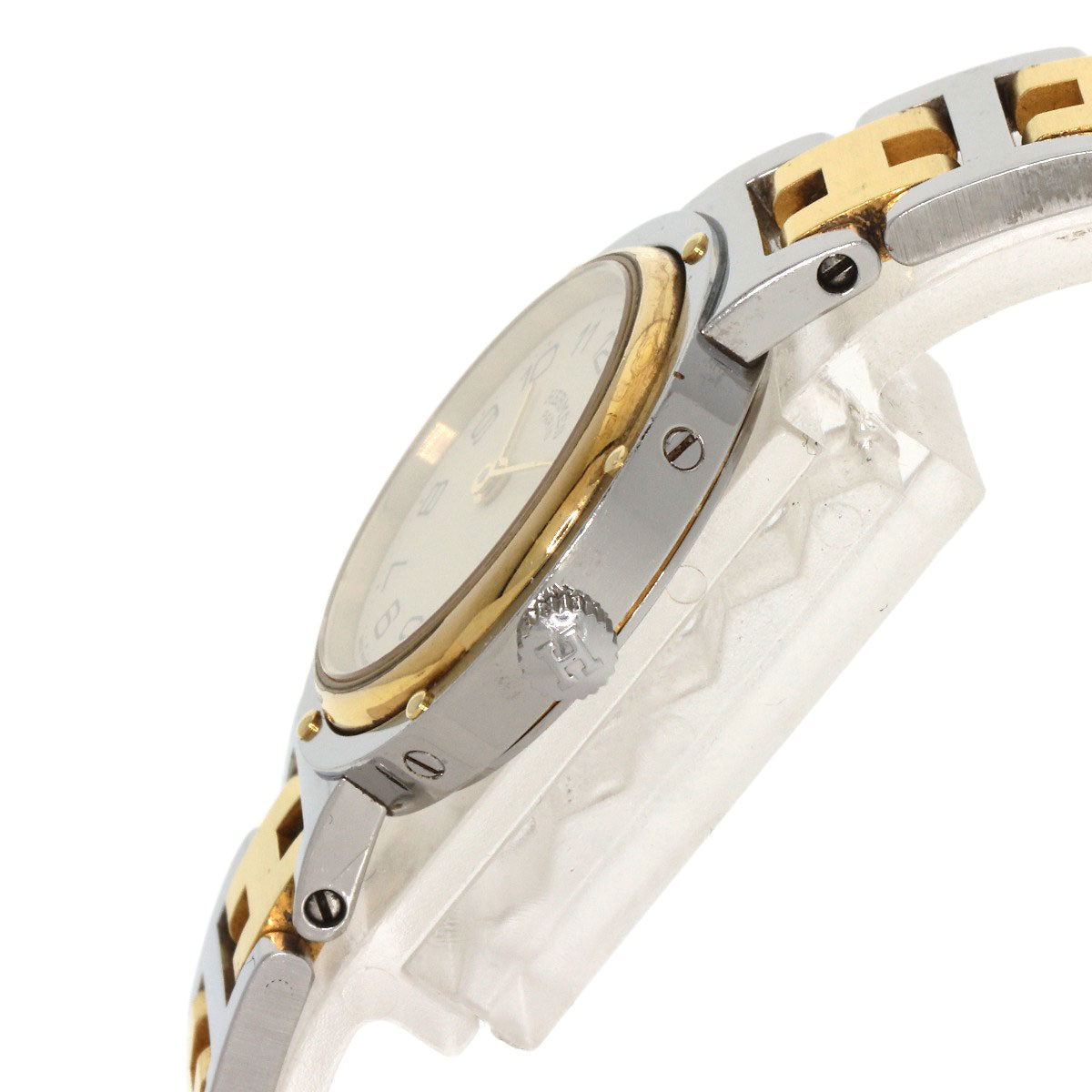 HERMES Watches Quartz Stainless Steel , SSxGP gold Clipper Old Belt Ivory dial Women Used