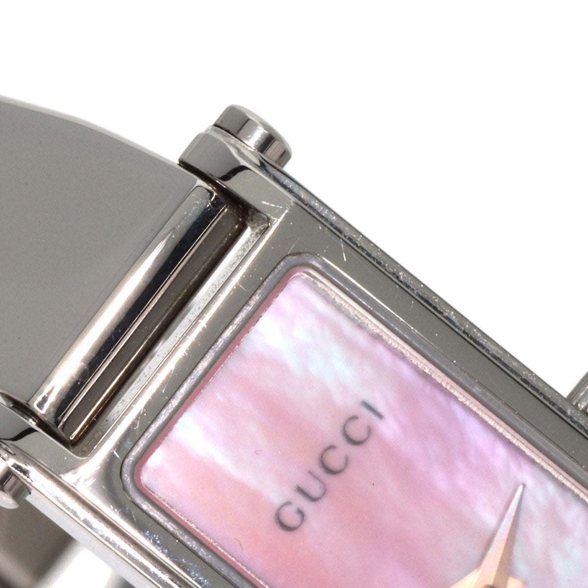GUCCI Watches Quartz 1500L Stainless Steel , Stainless Steel Silver Square face Pink shell dial Women Used