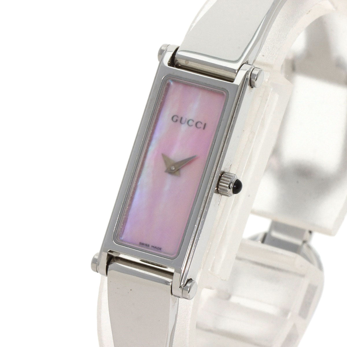 GUCCI Watches Quartz 1500L Stainless Steel , Stainless Steel Silver Square face Pink shell dial Women Used