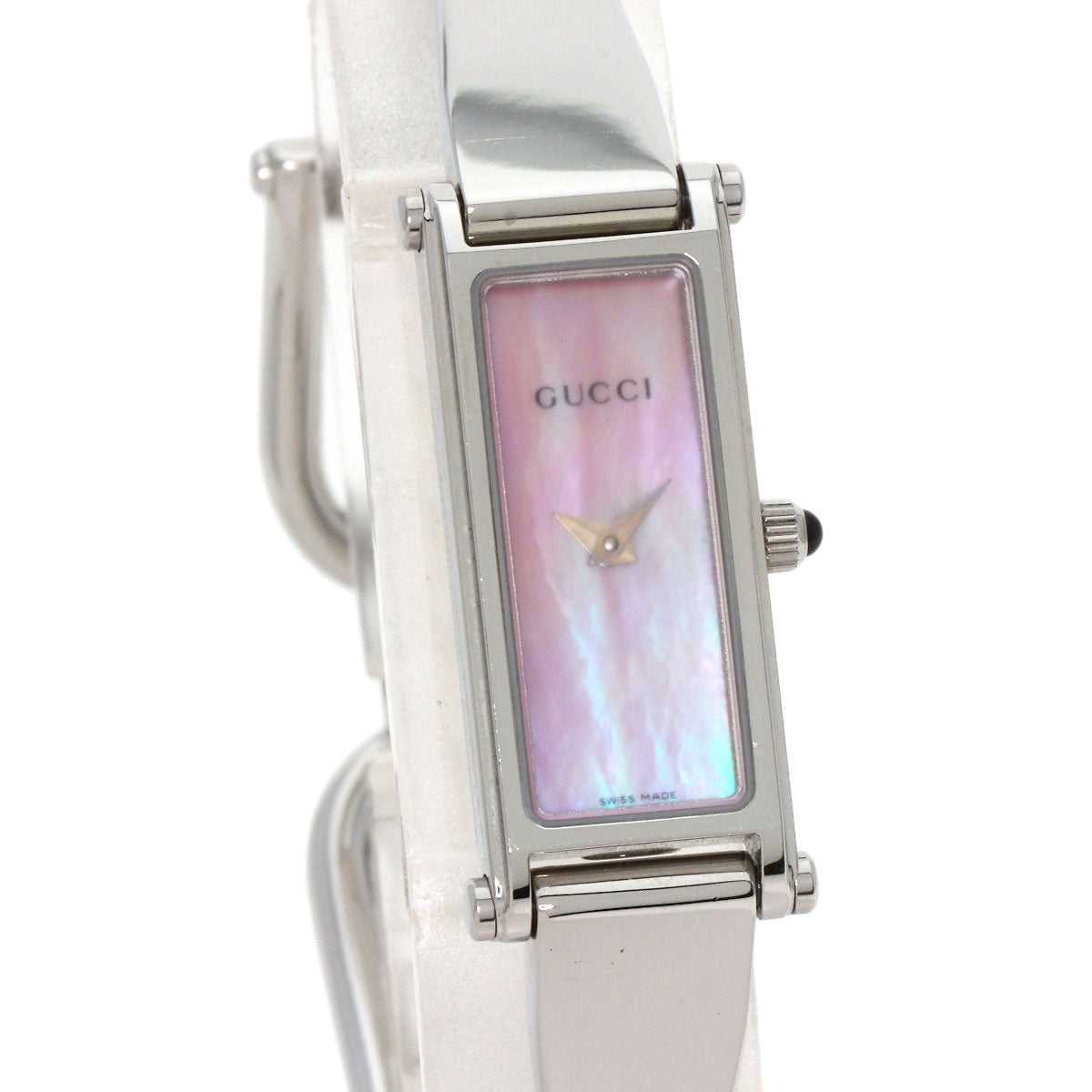 GUCCI Watches Quartz 1500L Stainless Steel , Stainless Steel Silver Square face Pink shell dial Women Used
