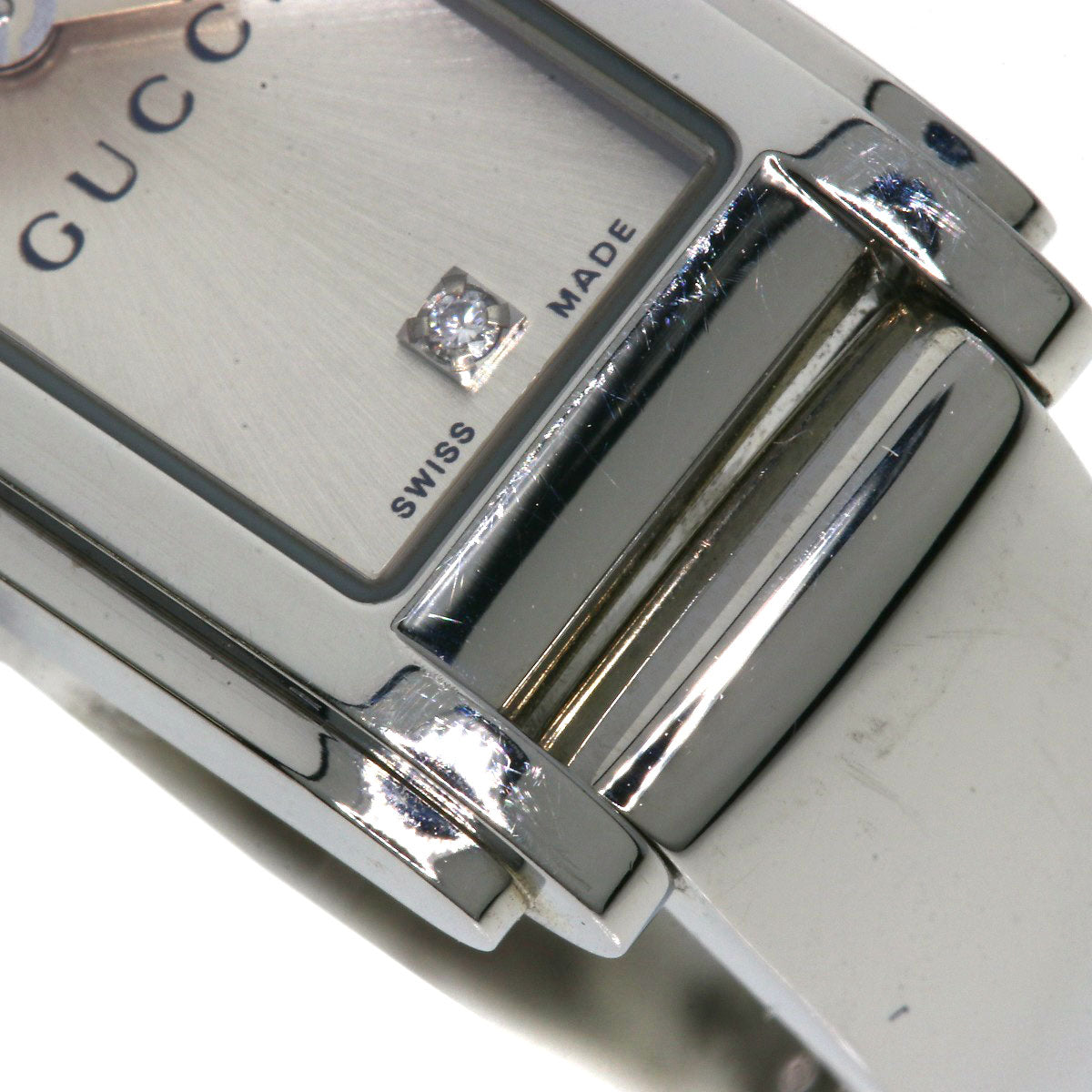 GUCCI Watches Quartz 109 Stainless Steel , Stainless Steel Silver Square Face 2P Diamond Silver dial Women Used