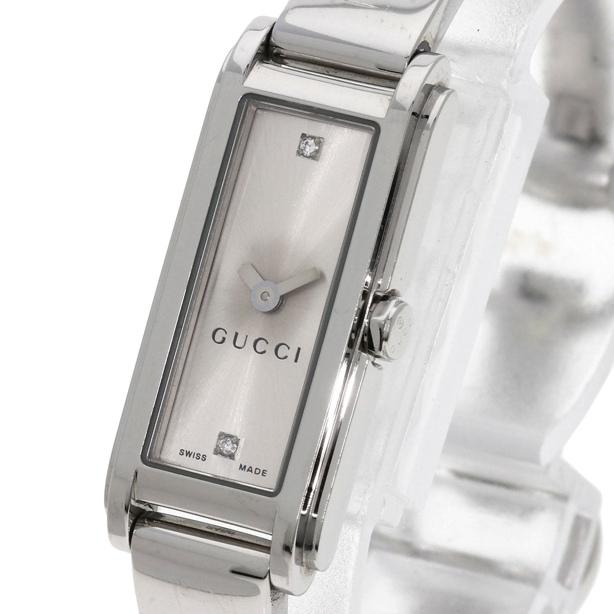 GUCCI Watches Quartz 109 Stainless Steel , Stainless Steel Silver Square Face 2P Diamond Silver dial Women Used