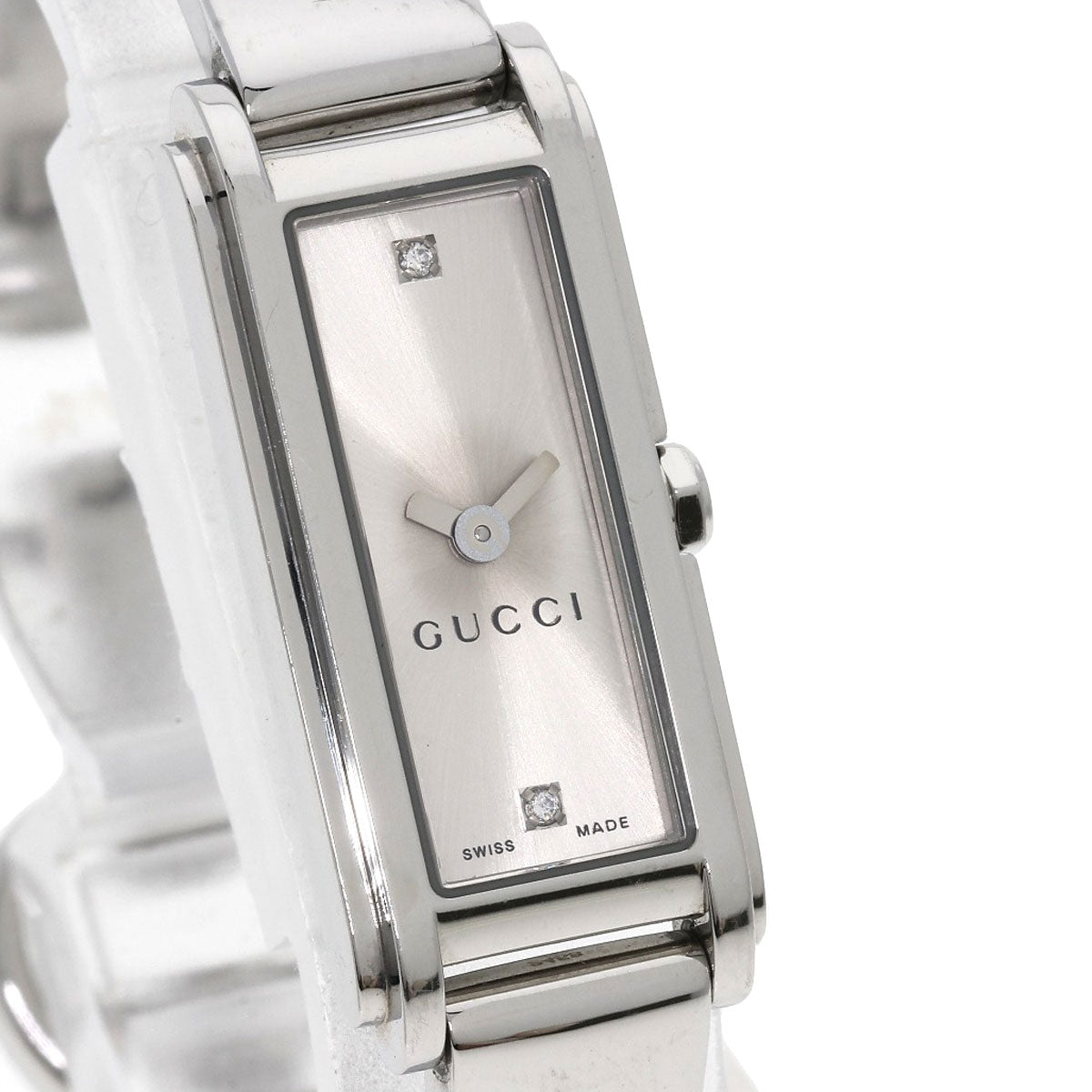 GUCCI Watches Quartz 109 Stainless Steel , Stainless Steel Silver Square Face 2P Diamond Silver dial Women Used