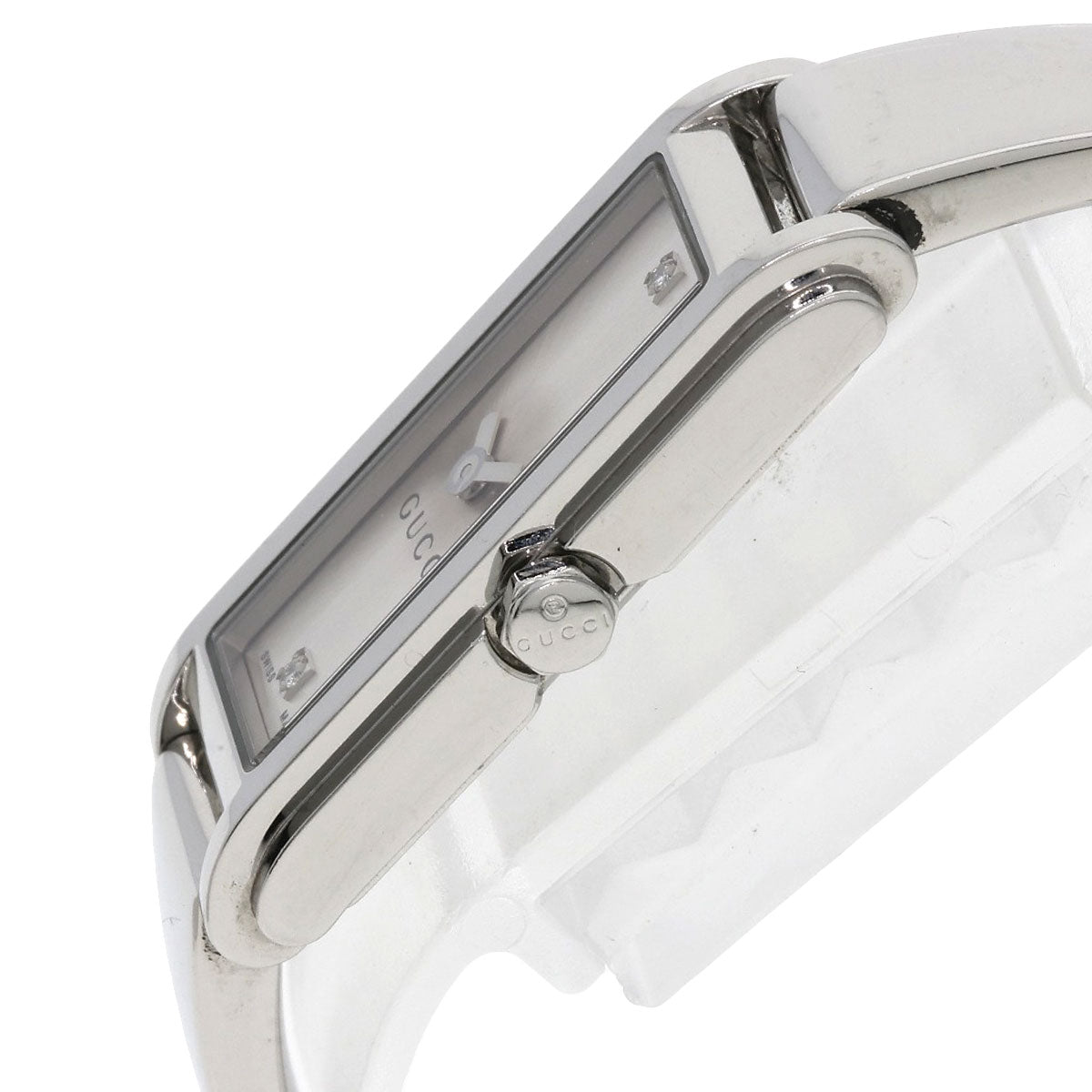 GUCCI Watches Quartz 109 Stainless Steel , Stainless Steel Silver Square Face 2P Diamond Silver dial Women Used