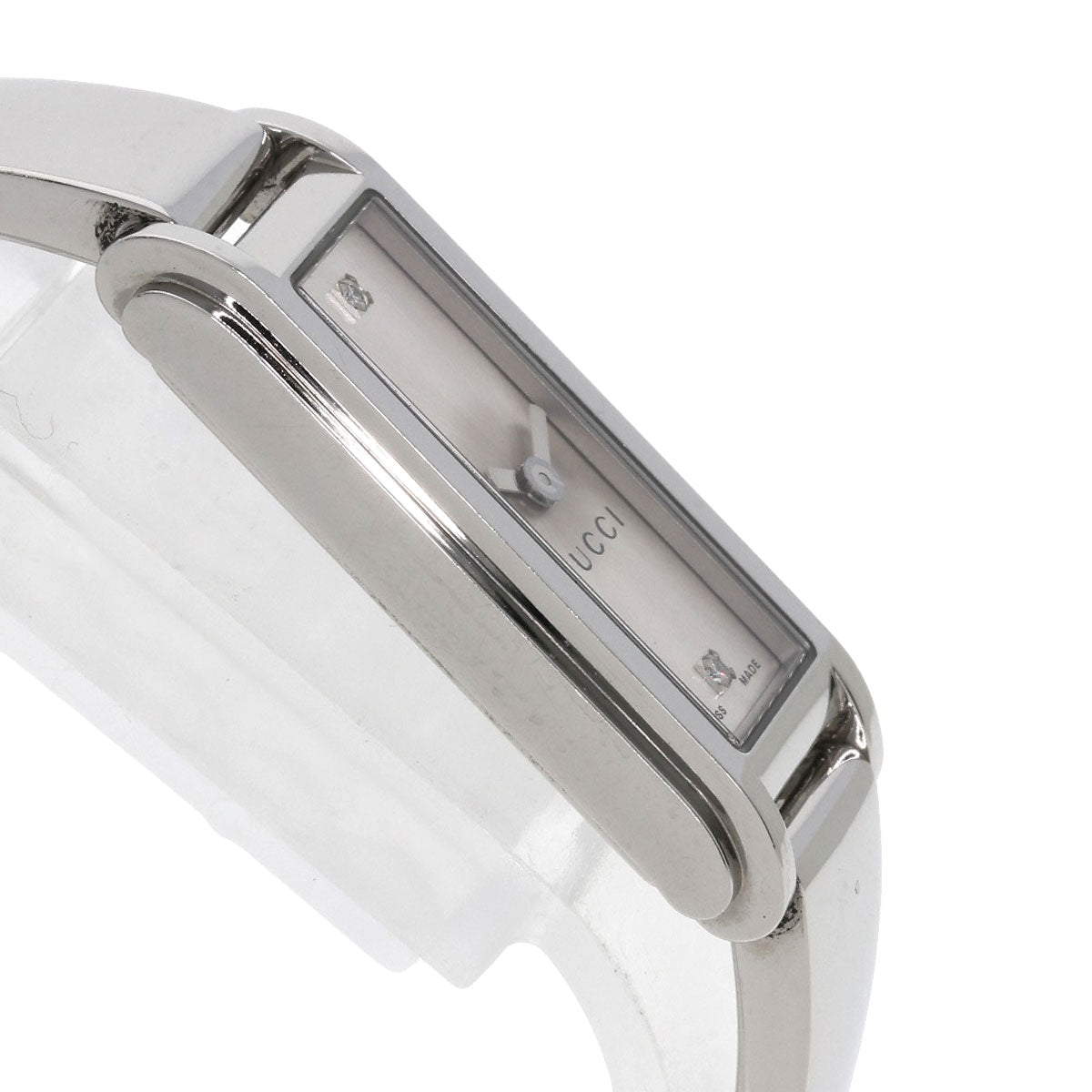 GUCCI Watches Quartz 109 Stainless Steel , Stainless Steel Silver Square Face 2P Diamond Silver dial Women Used