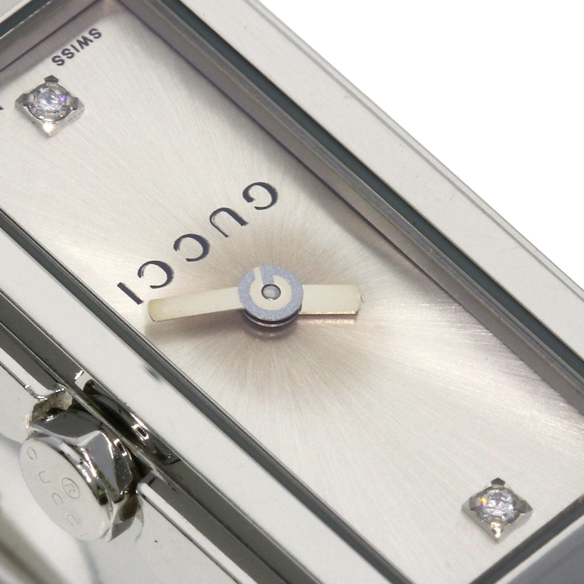 GUCCI Watches Quartz 109 Stainless Steel , Stainless Steel Silver Square Face 2P Diamond Silver dial Women Used