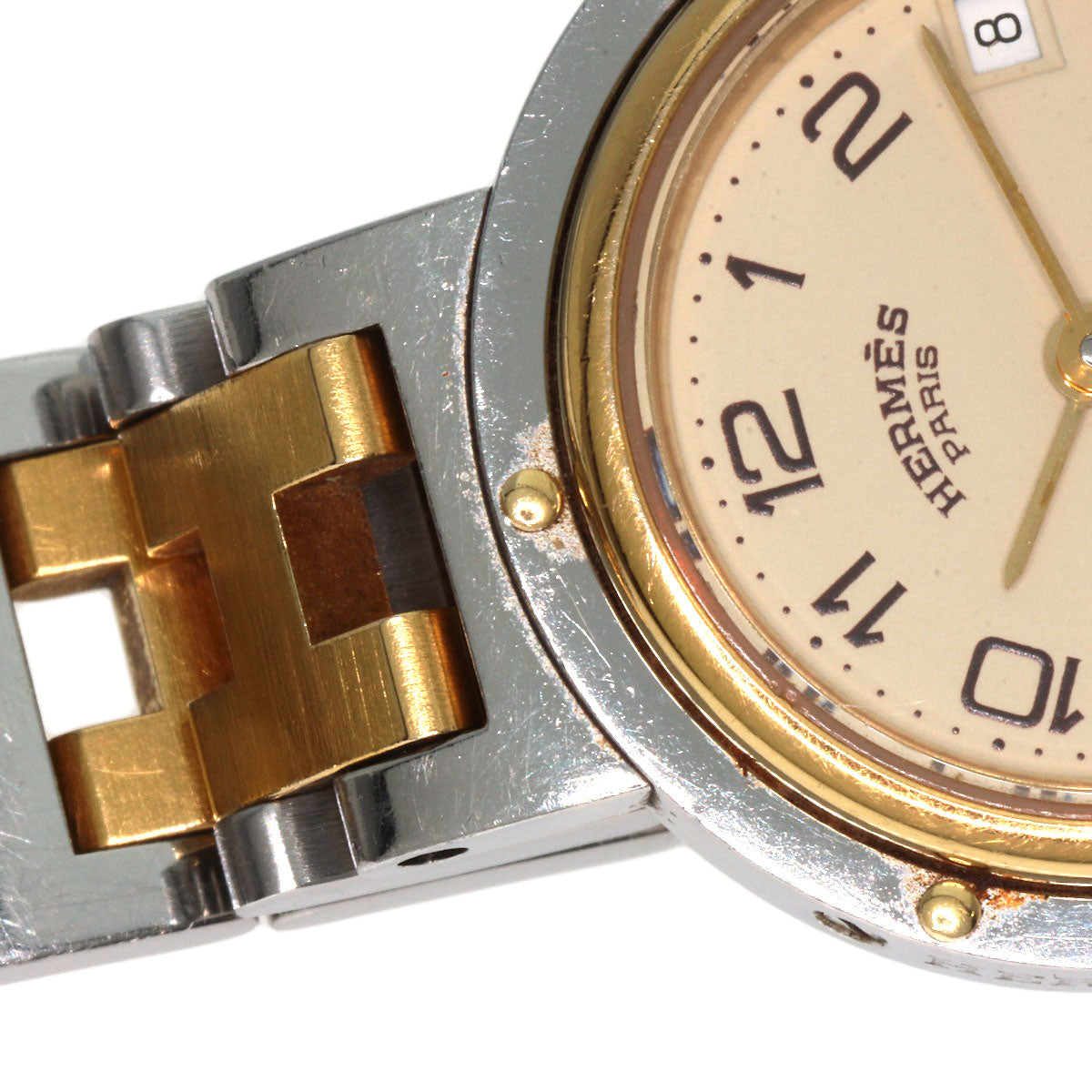 HERMES Watches Quartz Stainless Steel , SSxGP gold Clipper Ivory dial Women Used