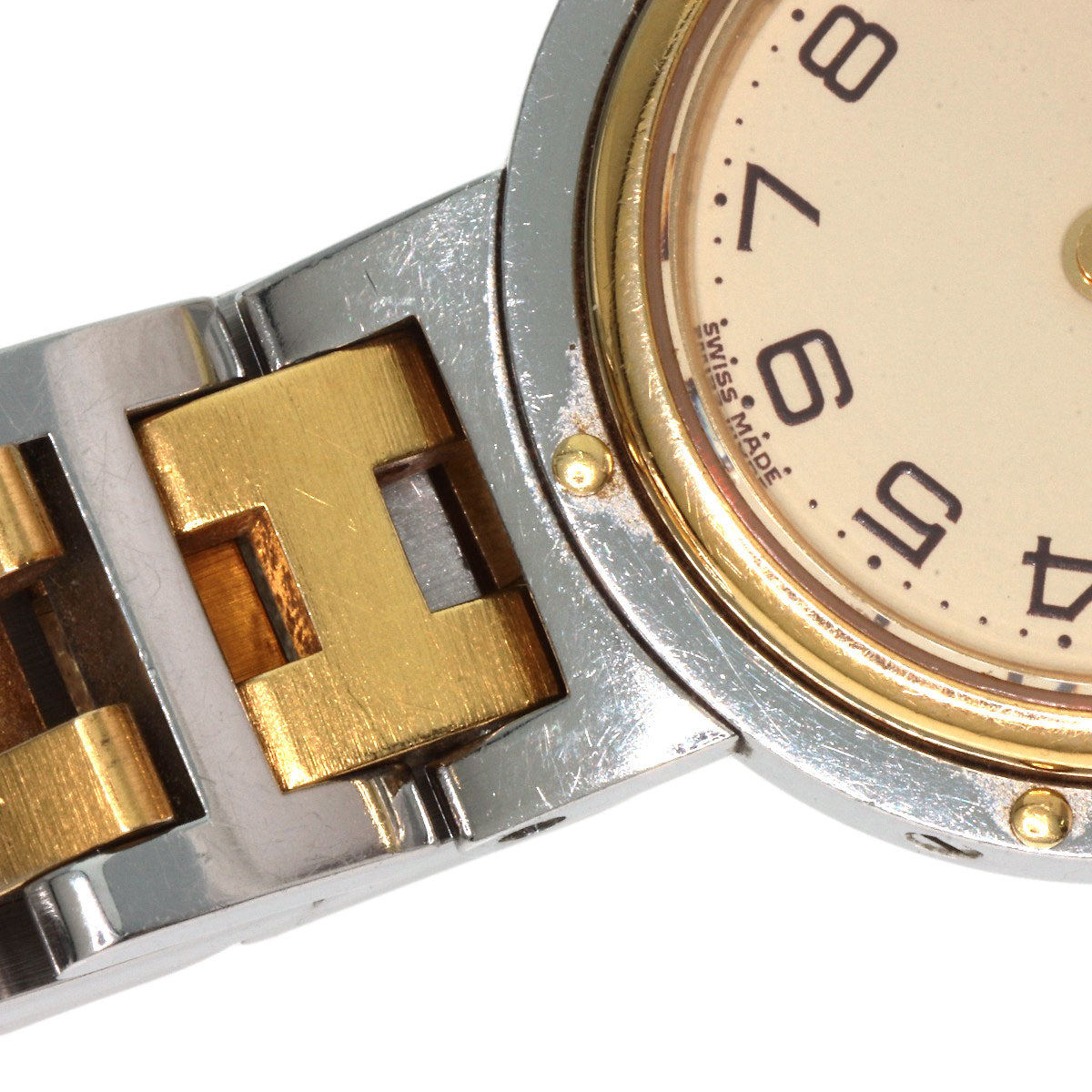 HERMES Watches Quartz Stainless Steel , SSxGP gold Clipper Ivory dial Women Used