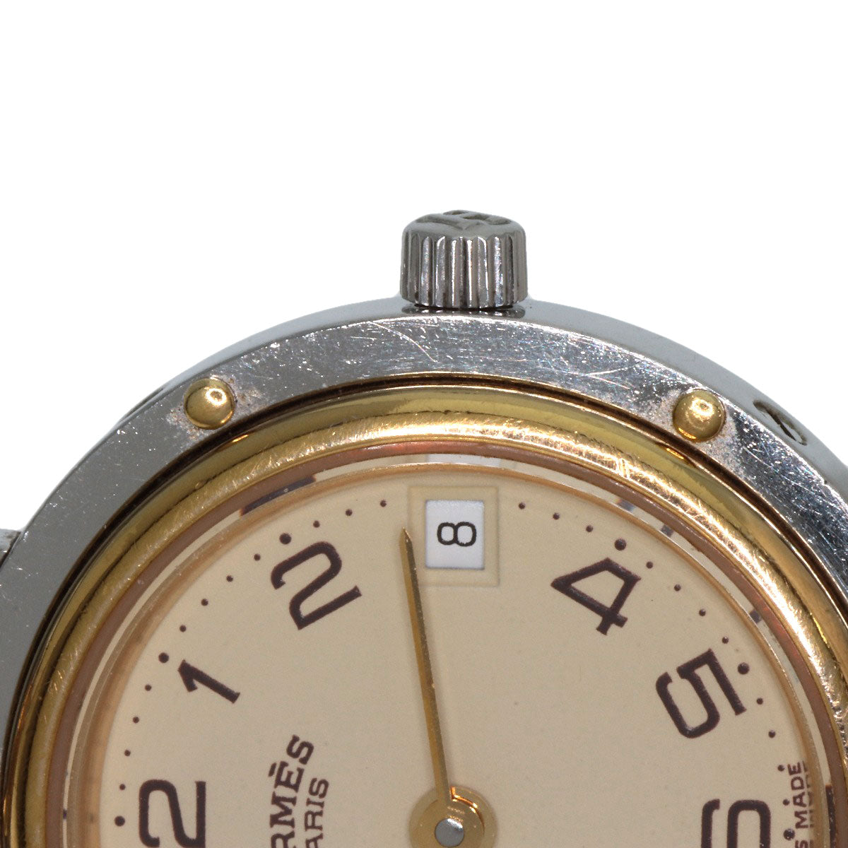 HERMES Watches Quartz Stainless Steel , SSxGP gold Clipper Ivory dial Women Used