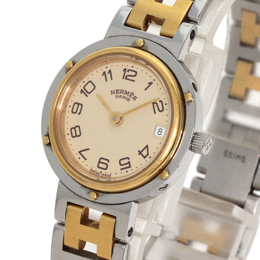 HERMES Watches Quartz Stainless Steel , SSxGP gold Clipper Ivory dial Women Used