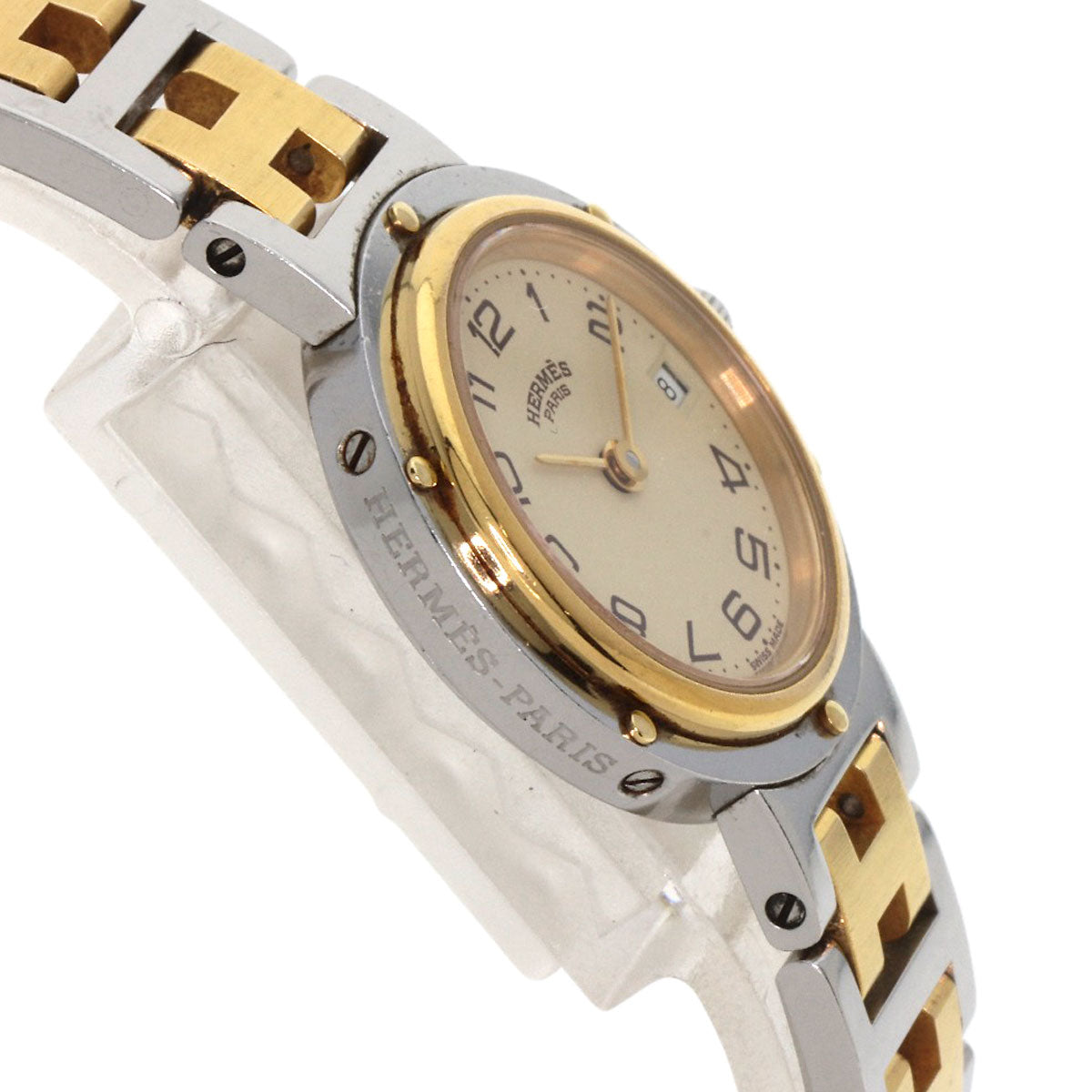 HERMES Watches Quartz Stainless Steel , SSxGP gold Clipper Ivory dial Women Used