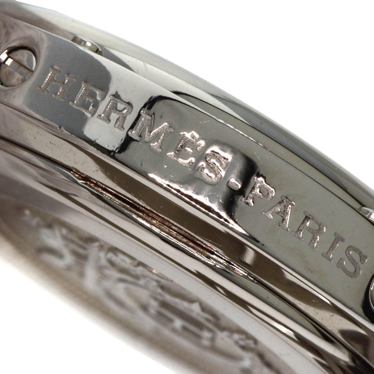 HERMES Watches Quartz CL4.210 Stainless Steel , Stainless Steel Silver Clipper Orange dial Women Used