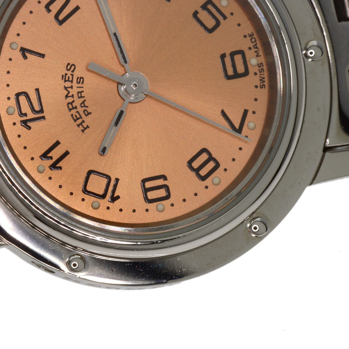 HERMES Watches Quartz CL4.210 Stainless Steel , Stainless Steel Silver Clipper Orange dial Women Used