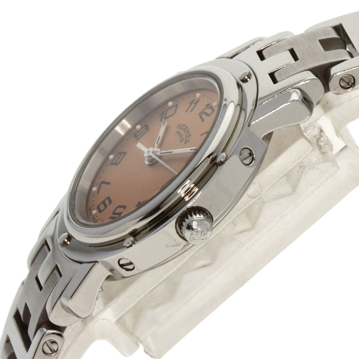 HERMES Watches Quartz CL4.210 Stainless Steel , Stainless Steel Silver Clipper Orange dial Women Used