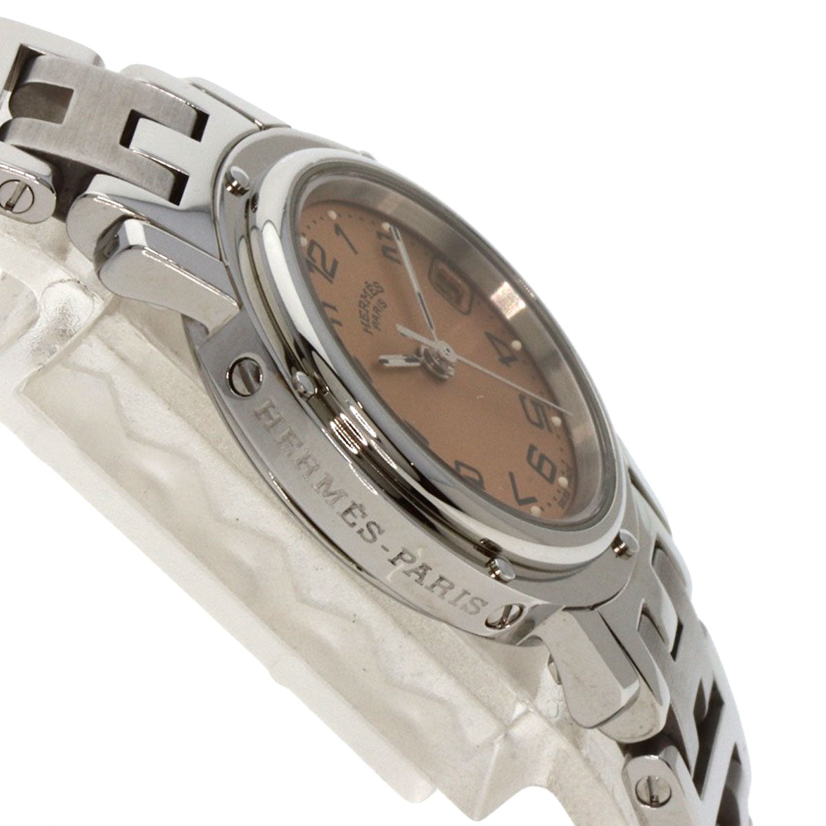 HERMES Watches Quartz CL4.210 Stainless Steel , Stainless Steel Silver Clipper Orange dial Women Used