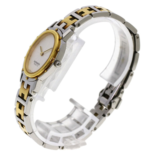 HERMES Watches Quartz CO1.220 Stainless Steel , SSxGP Silver Clipper oval Silver dial Women Used