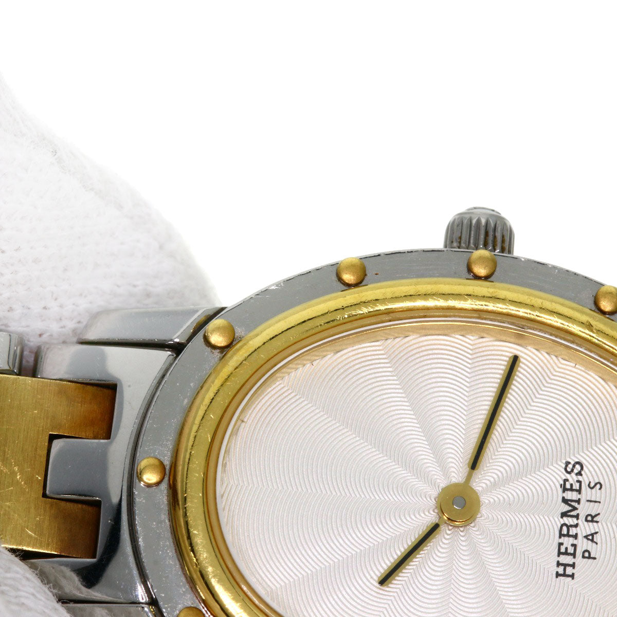 HERMES Watches Quartz CO1.220 Stainless Steel , SSxGP Silver Clipper oval Silver dial Women Used