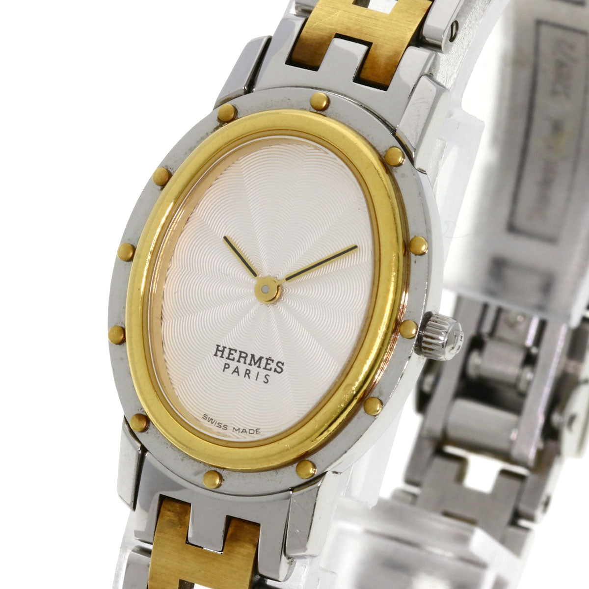 HERMES Watches Quartz CO1.220 Stainless Steel , SSxGP Silver Clipper oval Silver dial Women Used