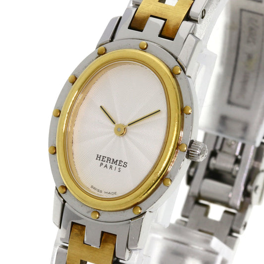 HERMES Watches Quartz CO1.220 Stainless Steel , SSxGP Silver Clipper oval Silver dial Women Used