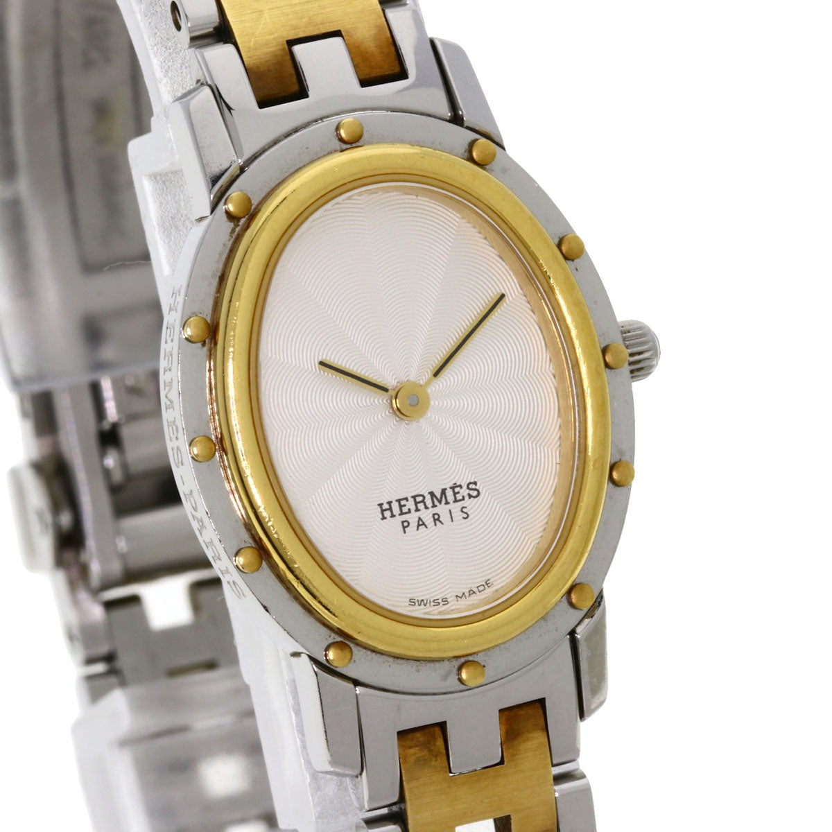 HERMES Watches Quartz CO1.220 Stainless Steel , SSxGP Silver Clipper oval Silver dial Women Used