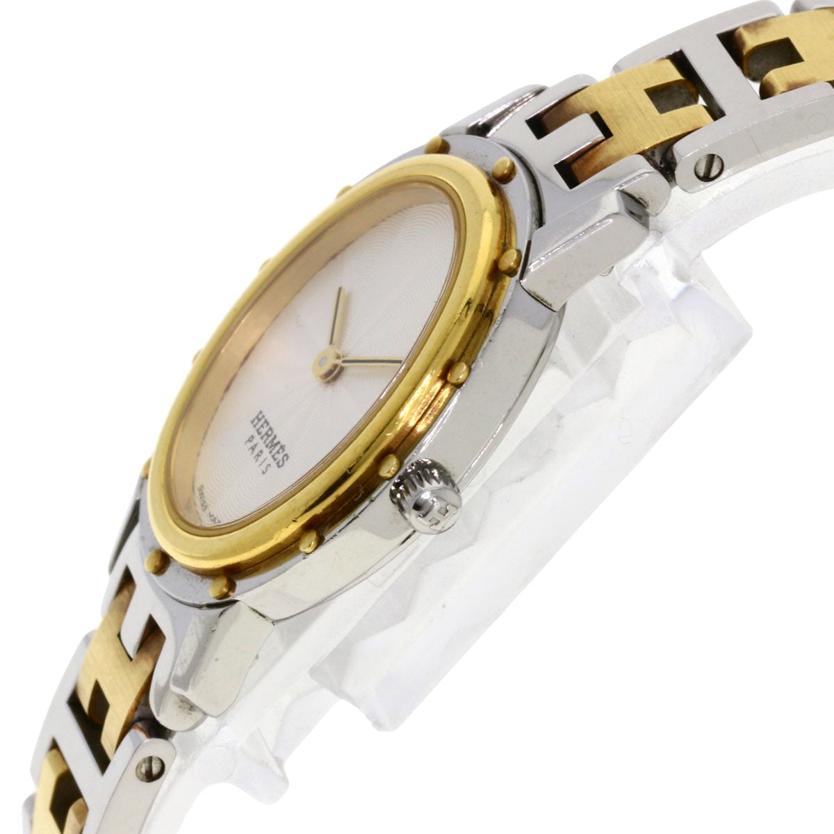 HERMES Watches Quartz CO1.220 Stainless Steel , SSxGP Silver Clipper oval Silver dial Women Used