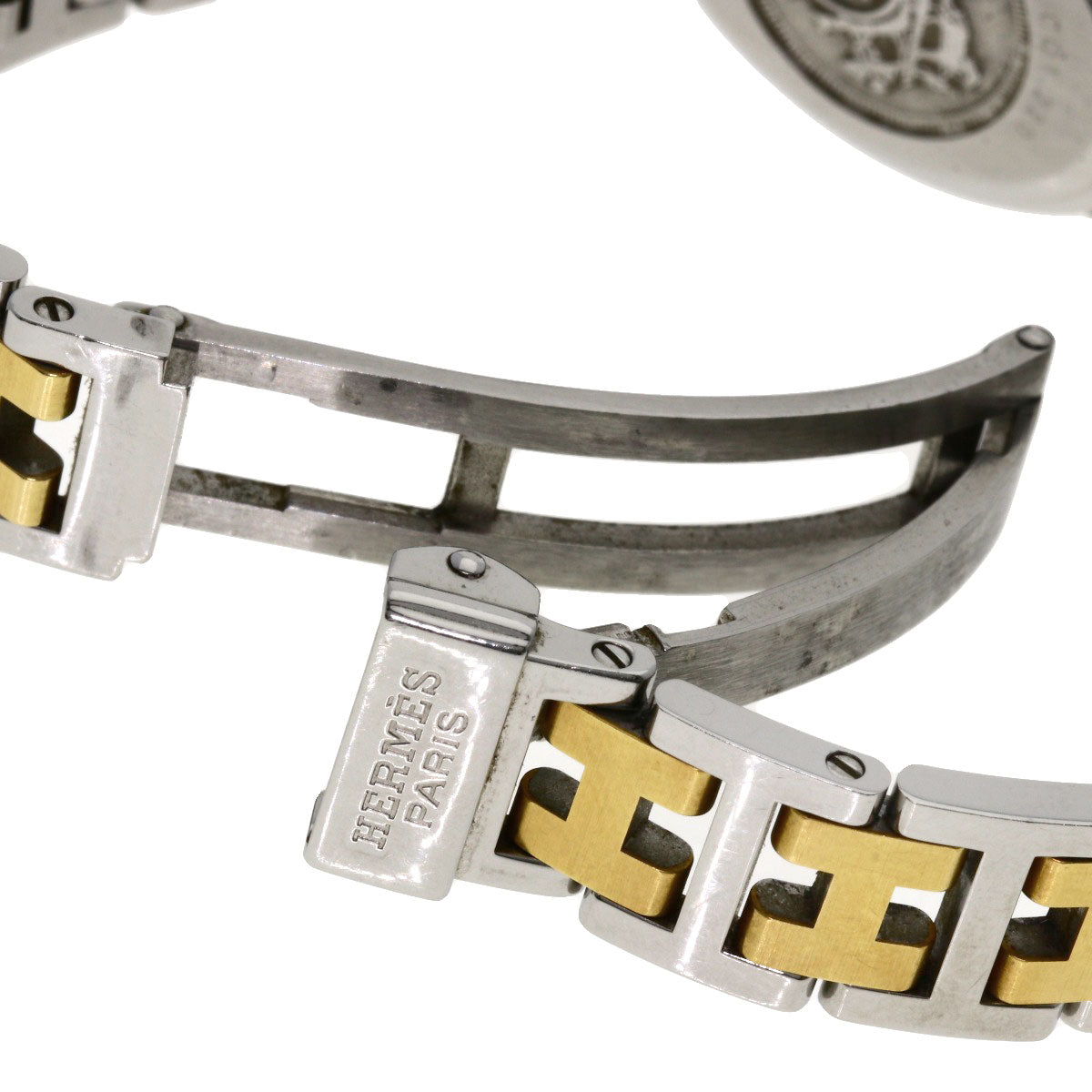HERMES Watches Quartz CO1.220 Stainless Steel , SSxGP Silver Clipper oval Silver dial Women Used