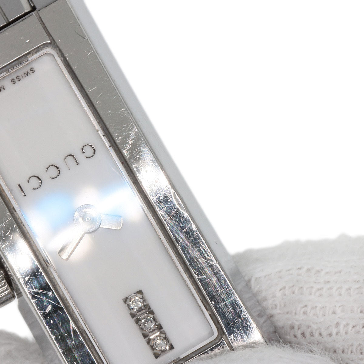 GUCCI Watches Quartz 110 Stainless Steel Silver Square Face 3P Diamond white dial