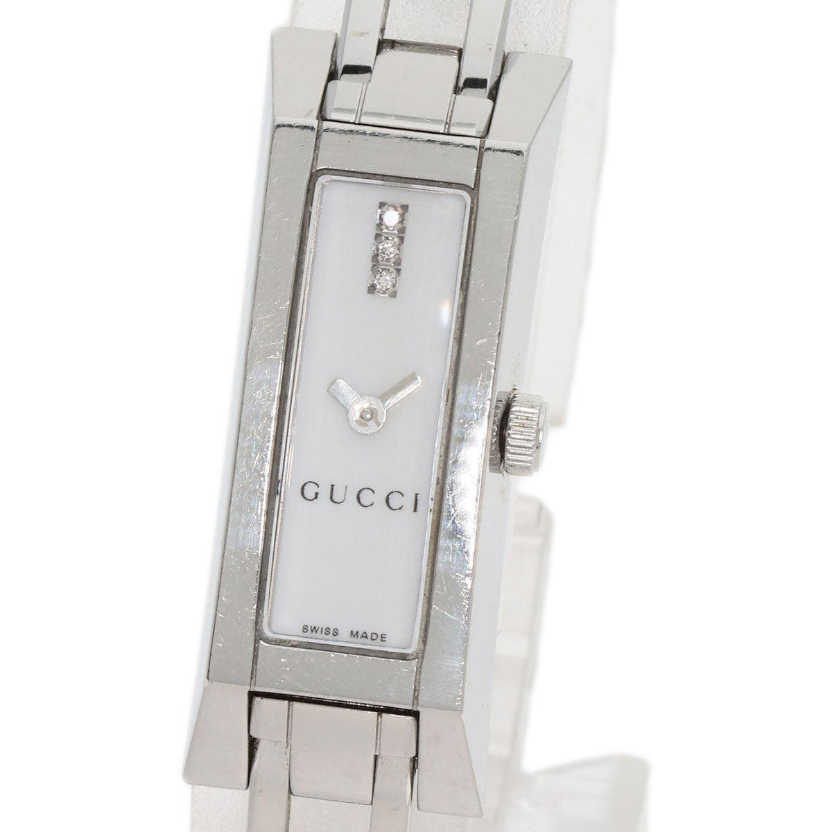 GUCCI Watches Quartz 110 Stainless Steel Silver Square Face 3P Diamond white dial