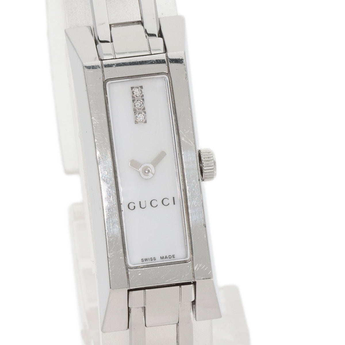 GUCCI Watches Quartz 110 Stainless Steel Silver Square Face 3P Diamond white dial