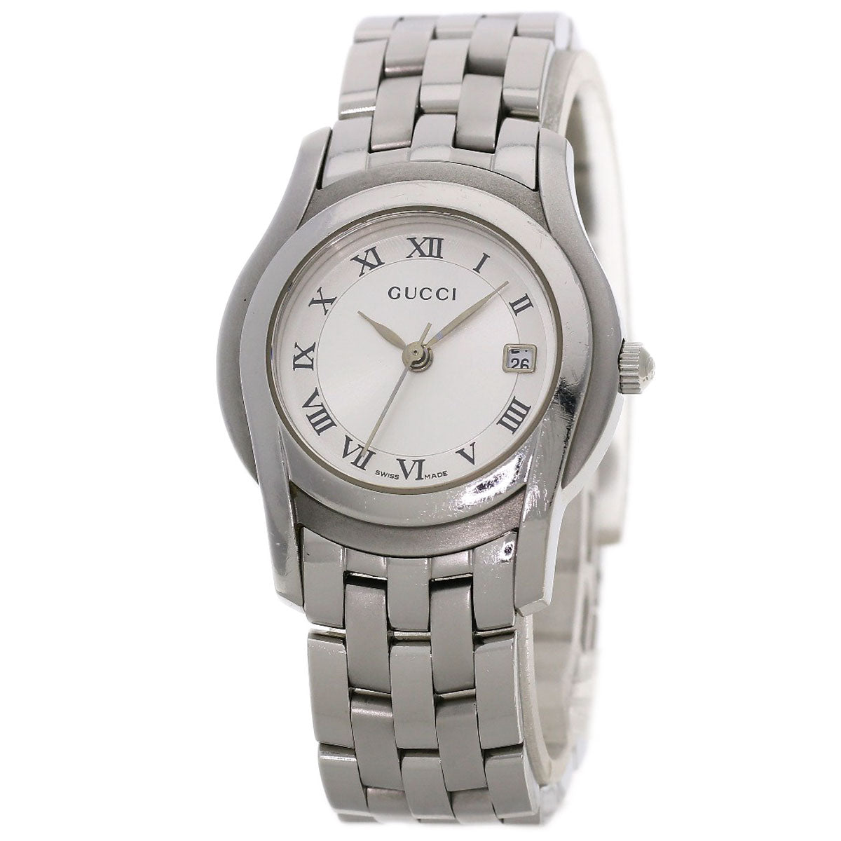 GUCCI Watches Quartz 5500L Stainless Steel , Stainless Steel Silver Round face Silver dial Women Used