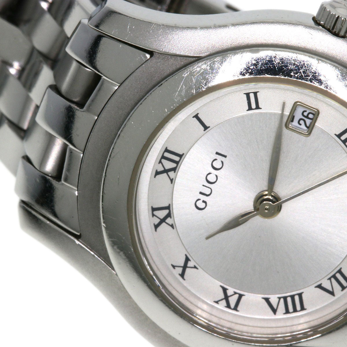 GUCCI Watches Quartz 5500L Stainless Steel , Stainless Steel Silver Round face Silver dial Women Used