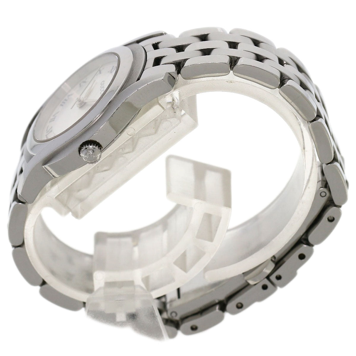 GUCCI Watches Quartz 5500L Stainless Steel , Stainless Steel Silver Round face Silver dial Women Used