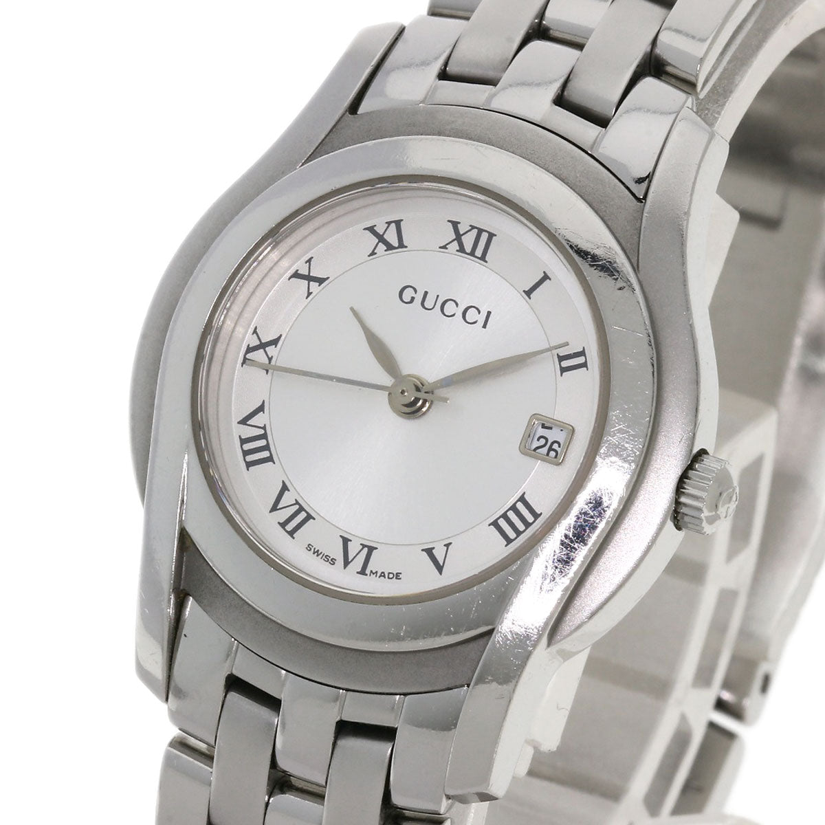 GUCCI Watches Quartz 5500L Stainless Steel , Stainless Steel Silver Round face Silver dial Women Used
