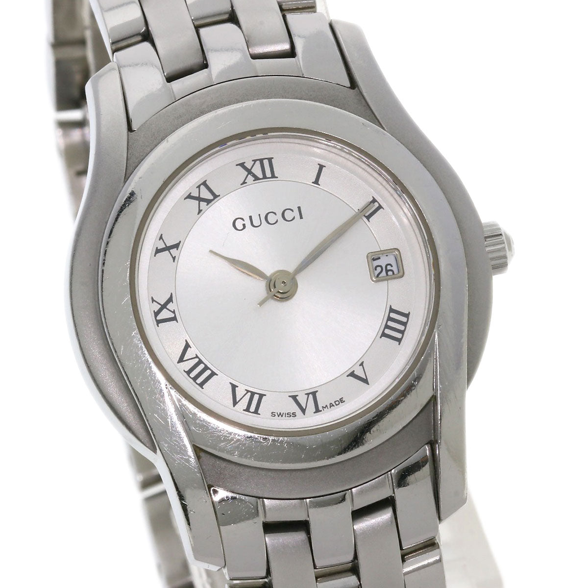 GUCCI Watches Quartz 5500L Stainless Steel , Stainless Steel Silver Round face Silver dial Women Used
