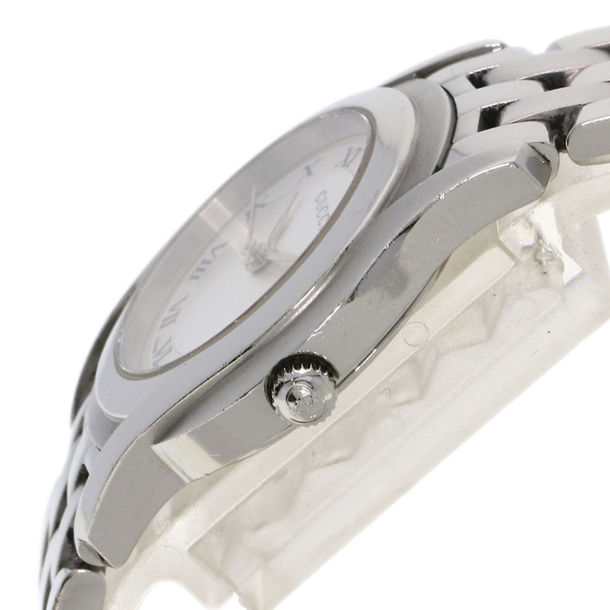 GUCCI Watches Quartz 5500L Stainless Steel , Stainless Steel Silver Round face Silver dial Women Used