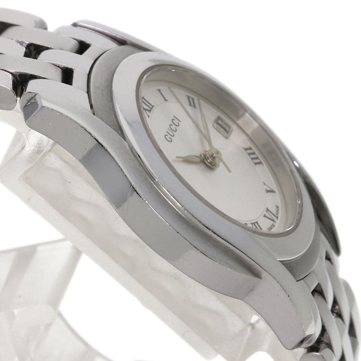 GUCCI Watches Quartz 5500L Stainless Steel , Stainless Steel Silver Round face Silver dial Women Used
