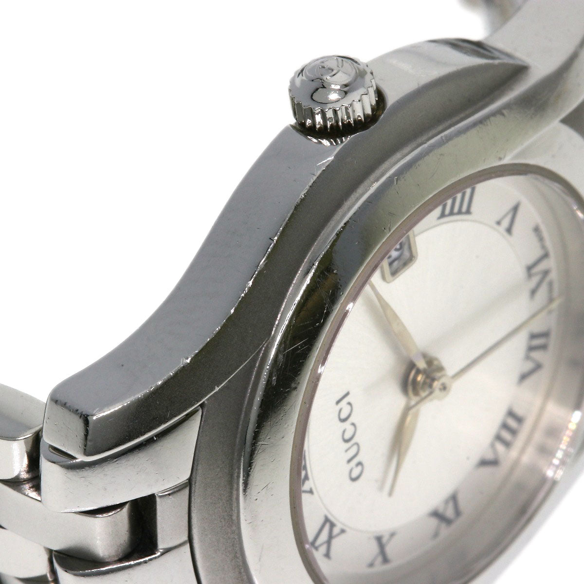 GUCCI Watches Quartz 5500L Stainless Steel , Stainless Steel Silver Round face Silver dial Women Used