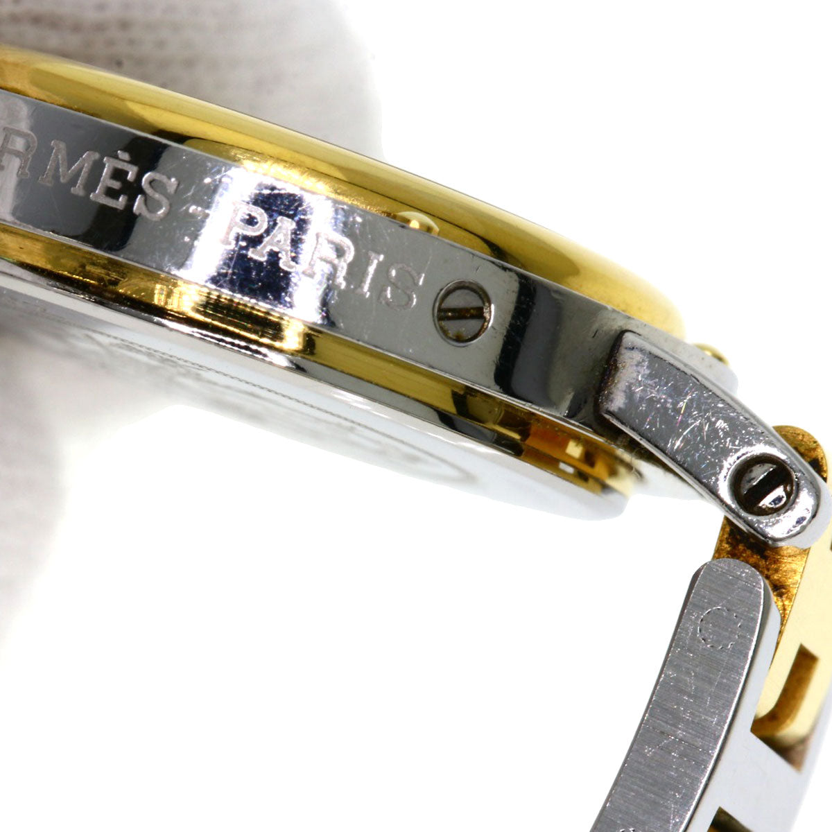 HERMES Watches Quartz Stainless Steel , SSxGP gold Clipper Ivory dial Women Used