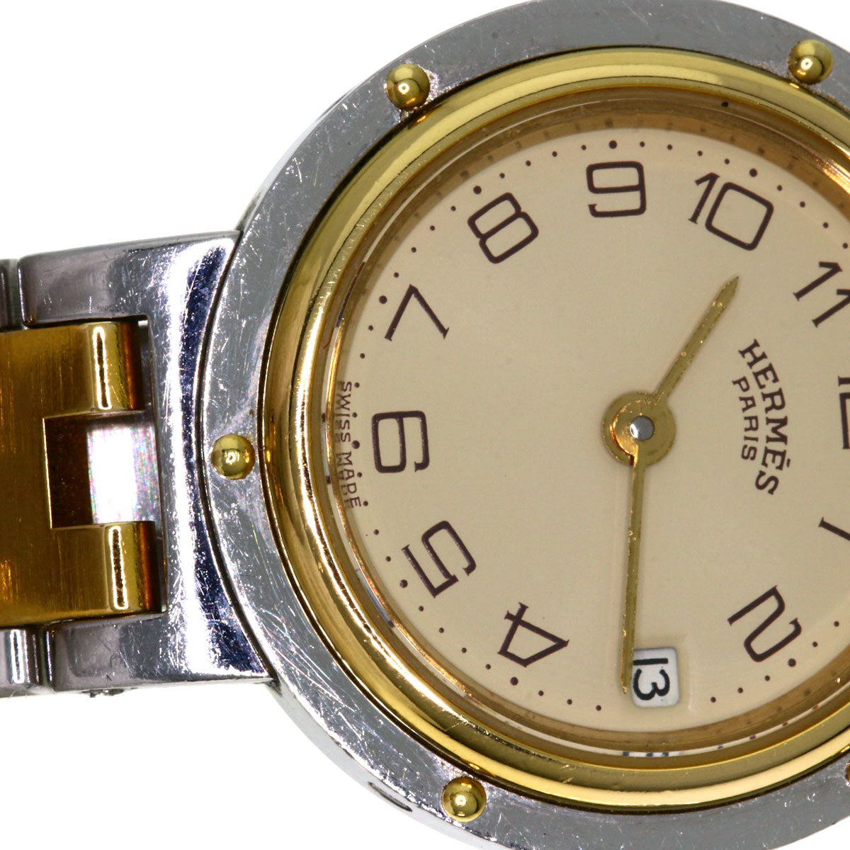 HERMES Watches Quartz Stainless Steel , SSxGP gold Clipper Ivory dial Women Used